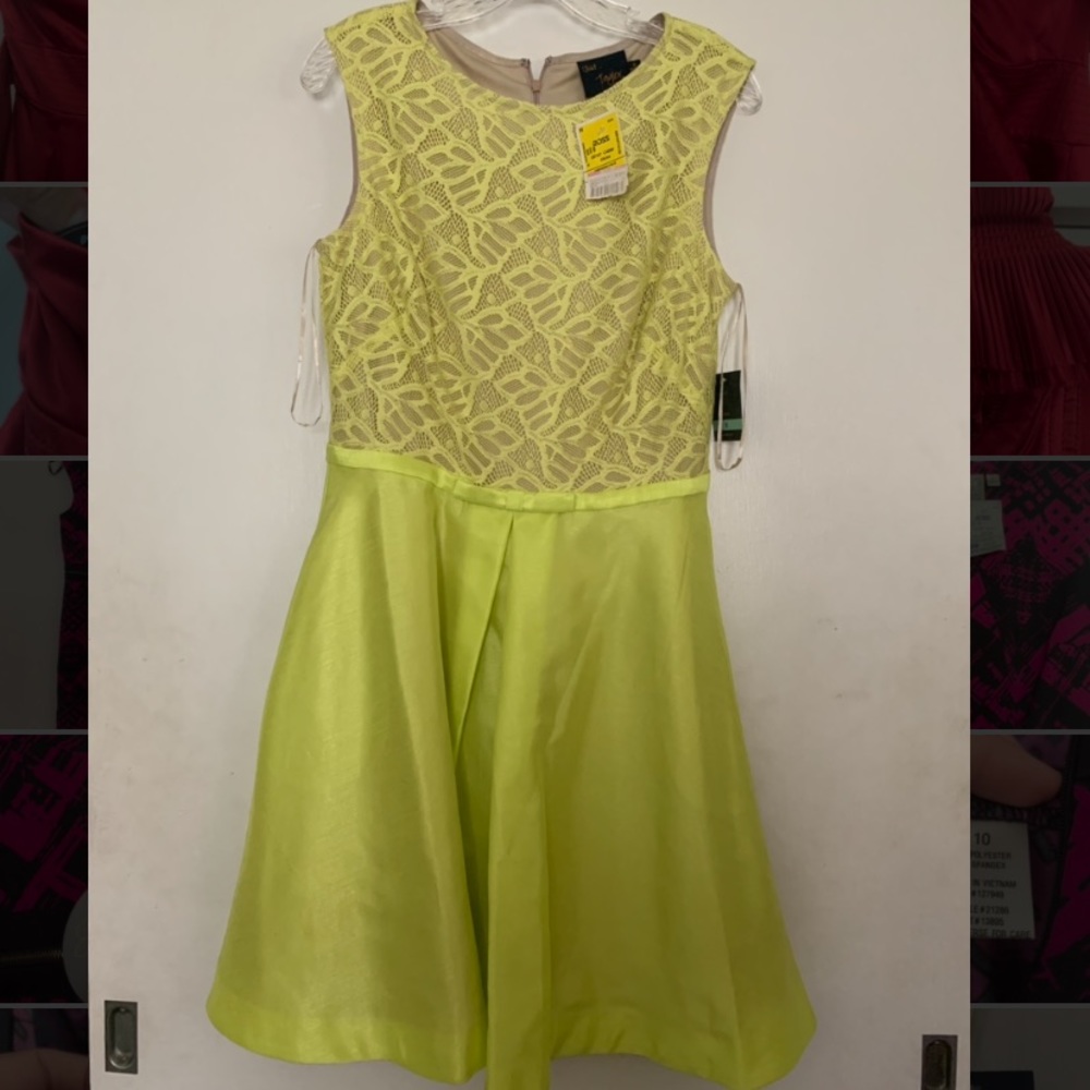 Chartreuse lace-top dress size 8